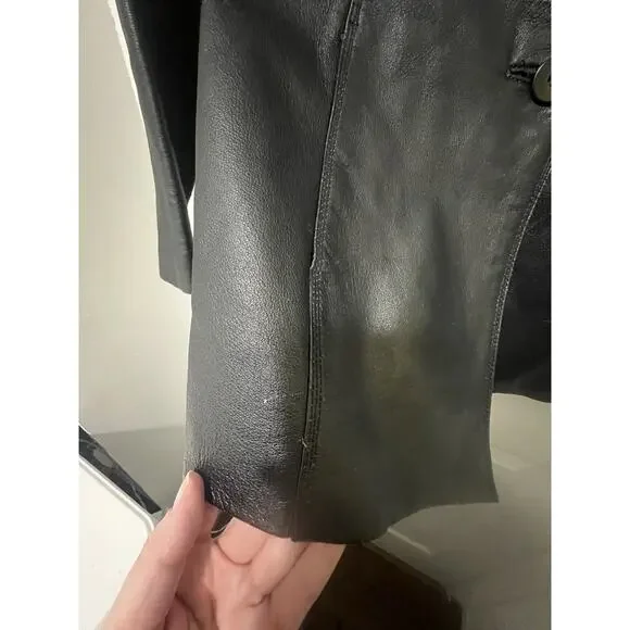 Worthington Women's 100% Genuine Leather Jacket Black Size M Blazer Mob Wife - Picture 4 of 16